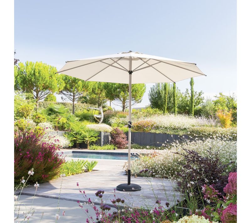 Parasol Mat Central Rond 3m Loompa Argile / Blé Hespéride