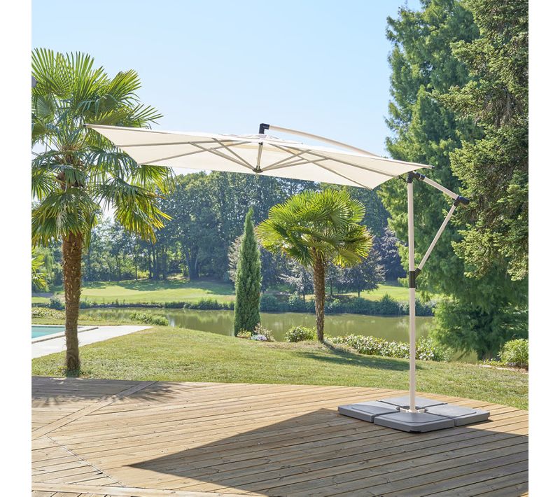 Parasol Décentré Carré Manoa Blé/argile