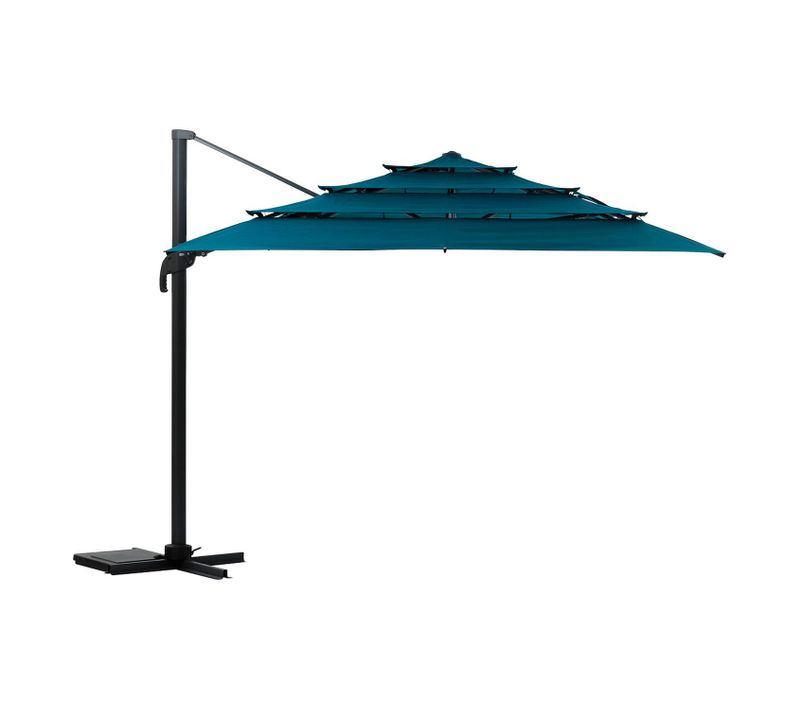 Parasol Déporté Rectangulaire Multi-toile Melhia - L. 400 X L. 300 Cm - Bleu Canard