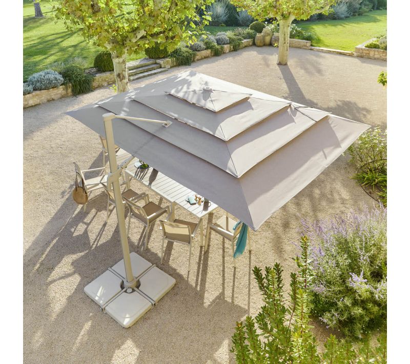 Parasol 4x3 M Melhia Multi Toiles Oléfine Lin/argile