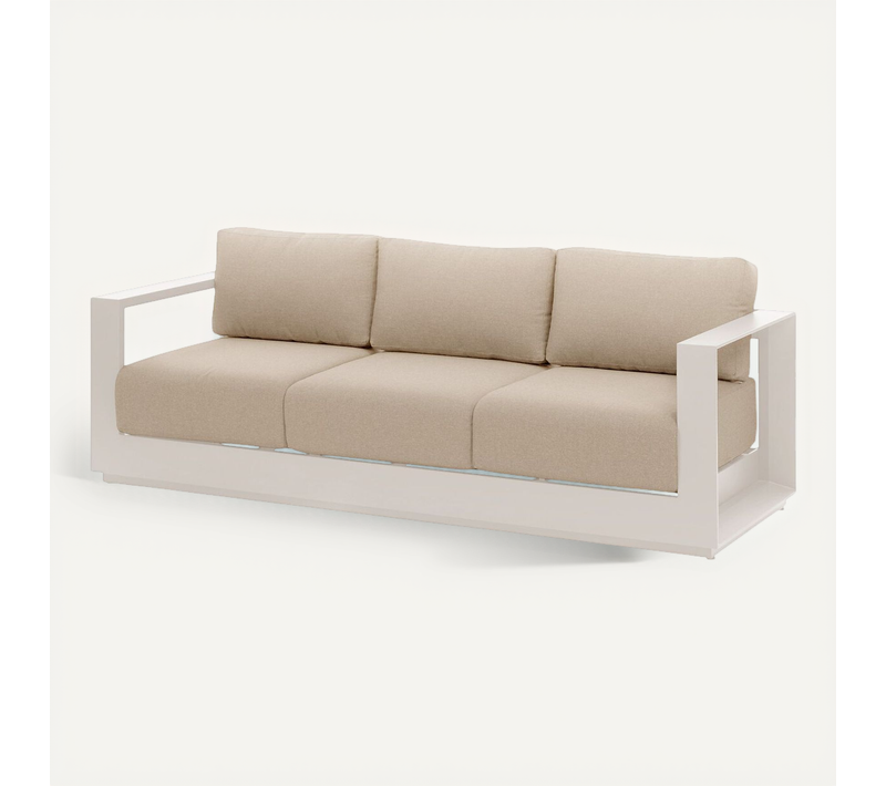 Canapé De Jardin En Aluminum 3 Places Allure - Avoine Et Beige Zebrano