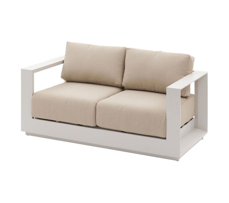 Canapé De Jardin En Aluminium 2 Places Allure - Avoine Et Beige Zebrano