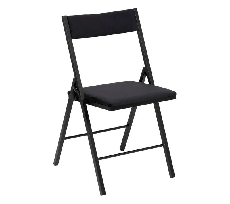 Chaise Pliante Carrée Velours Noir 5five