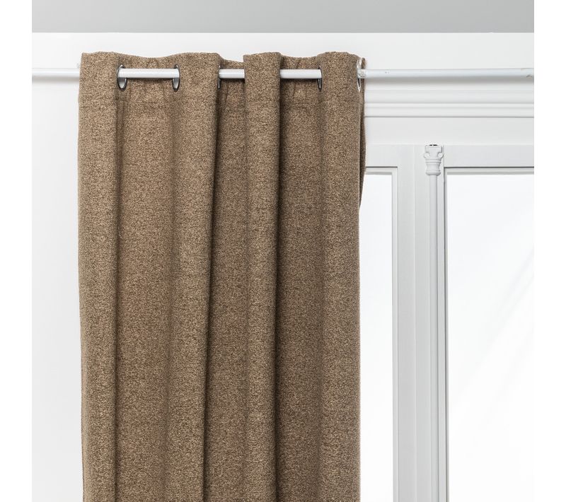 Rideau à Oeillets Occultant Et Isolant Effet Bouclette Beige Lin 140 X 260 Cm