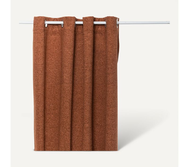 Rideau à Oeillets Occultant Et Isolant Effet Bouclette Terracotta 140 X 260 Cm