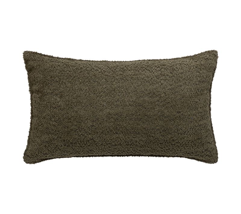 Coussin Décoratif Bouclette Vert Kaki 30 X 50 Cm