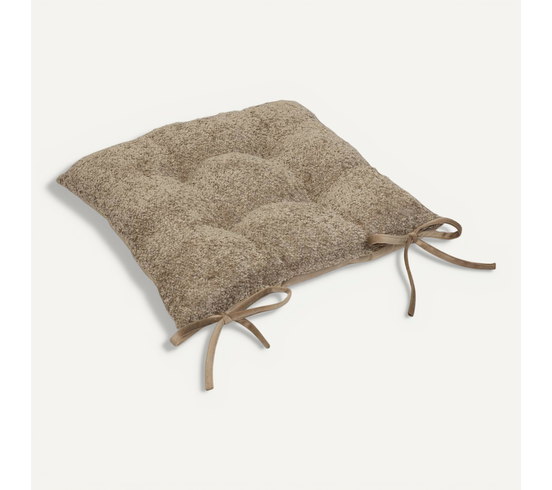 Galette De Chaise Soana Bouclette Beige Lin 38x38cm