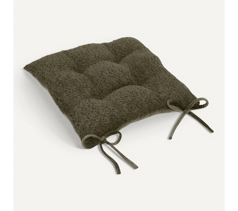 Galette De Chaise Soana Bouclette Vert Kaki 38x38cm