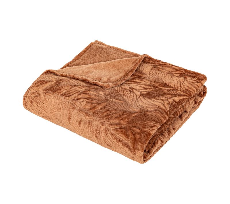 Plaid Flanelle Terracotta Motif En Relief 180 X 230 Cm
