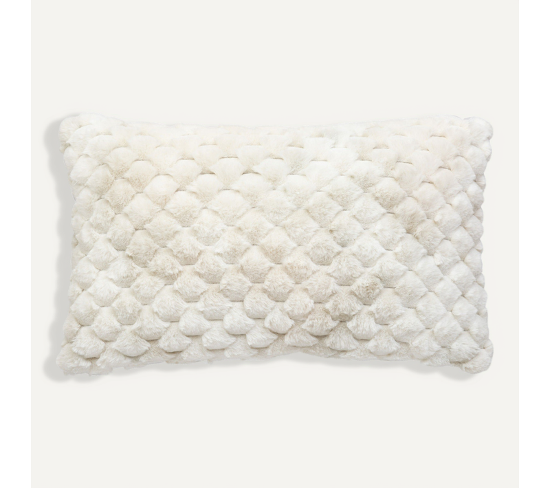 Coussin Décoratif Jacquard Fourrure Beige 38 X 58 Cm