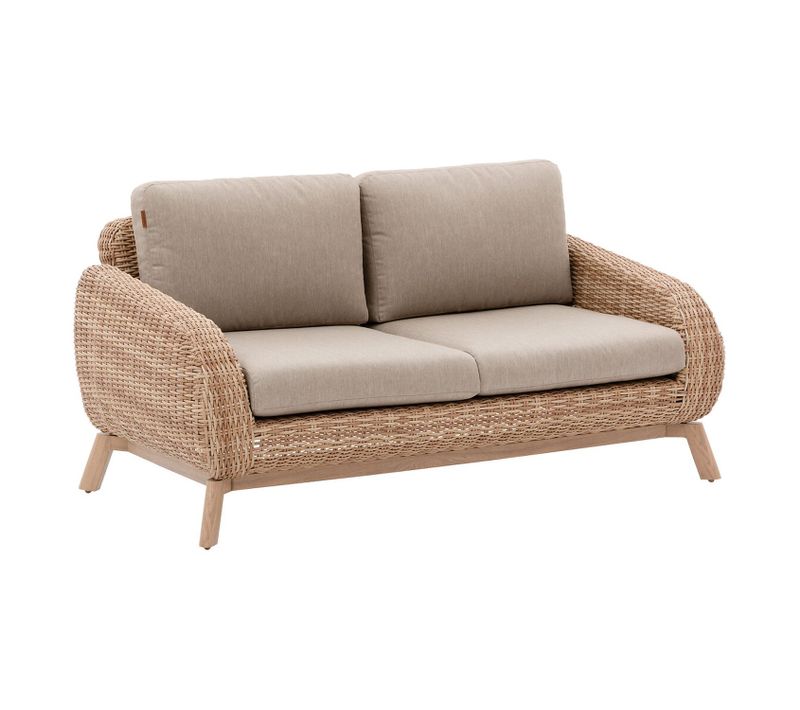 Canapé De Jardin En Résine Tressée 2 Places Manissa - Honey Et Beige