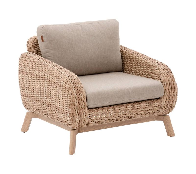 Fauteuil De Salon De Jardin "manissa" Beige Aluminium Et Polyester