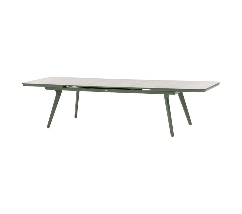 Table De Jardin Extensible En Aluminium Et Verre 12 Places Pulpy - Vert Laurier Et Gris Granite