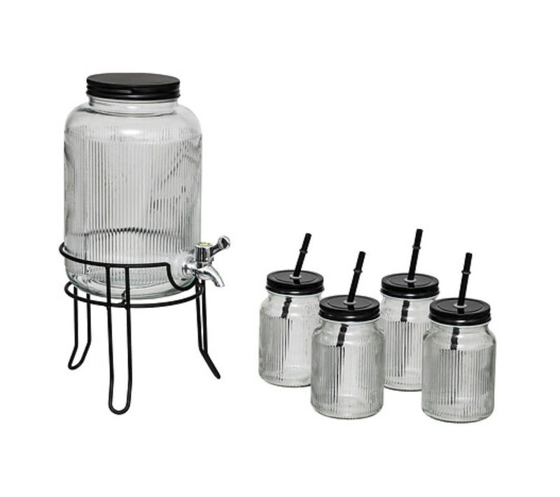 Distributeur De Boisson et 4 Chopes "verre" 4l Transparent