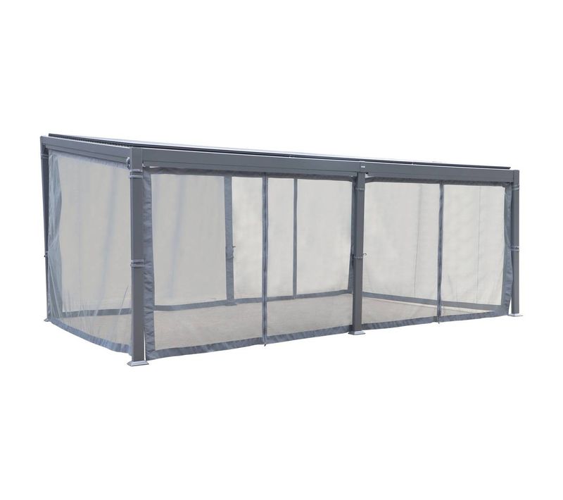 Moustiquaire Pour Pergola Bioclimatique "avila" Graphite 6 X 3,5m En Polyester