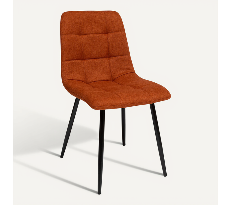 Chaise De Table Assise En Tissu Ambre Et Pieds En Métal Noir