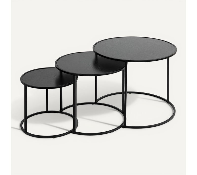 Lot De 3 Tables À Café Noan Noir Atmosphera