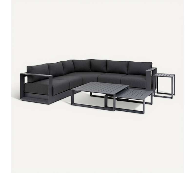 Salon De Jardin D'angle En Aluminium 5 Places Allure - Graphite