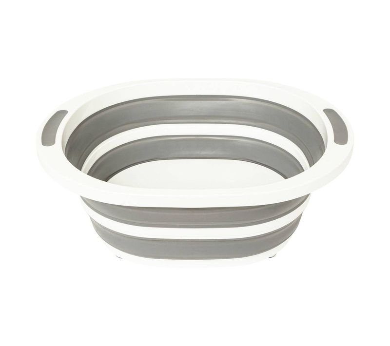 Bassine "retractable" 8l Avec Bouchon De Vidange Gris Et Blanc