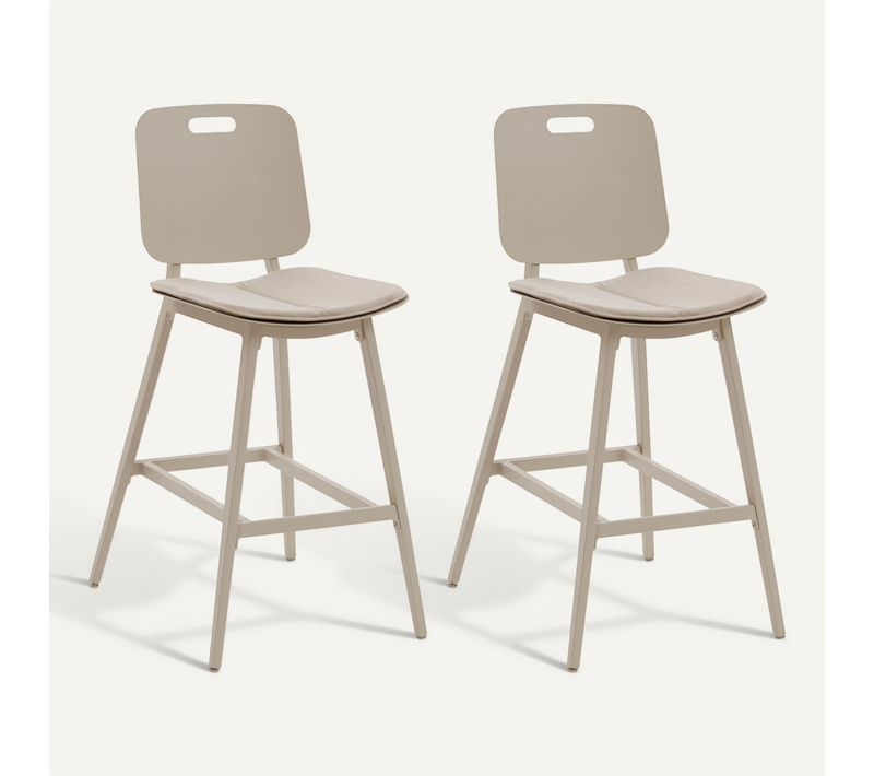 Lot De 2 Chaises Hautes De Jardin "terzano" Argile et Beige Aluminium