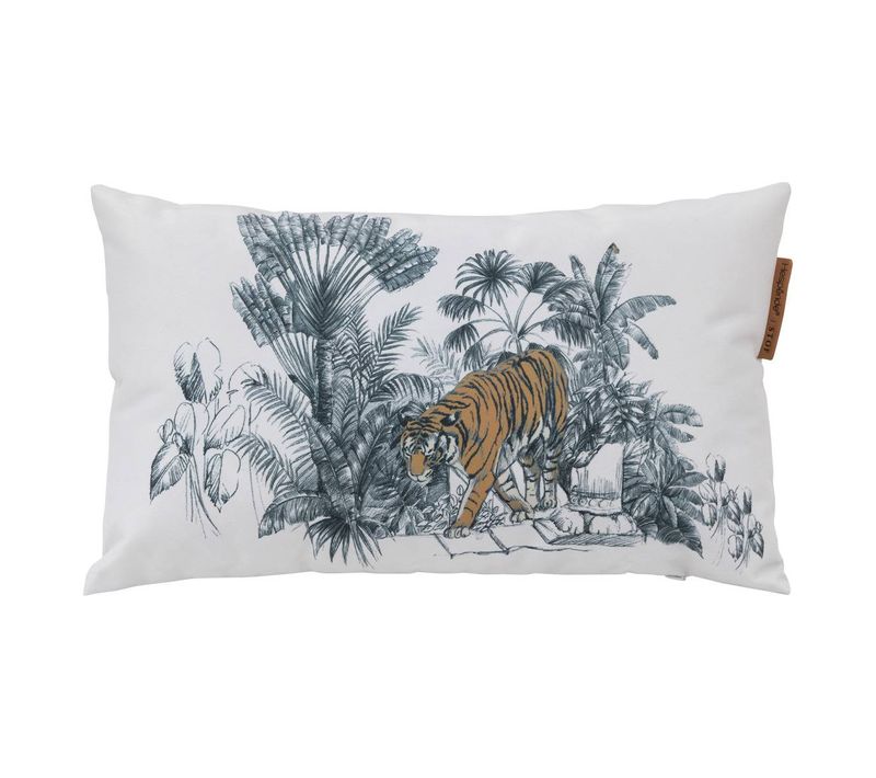 Coussin Déco D'extérieur "maoria" Motif Tigre 50 X 30cm En Polyester