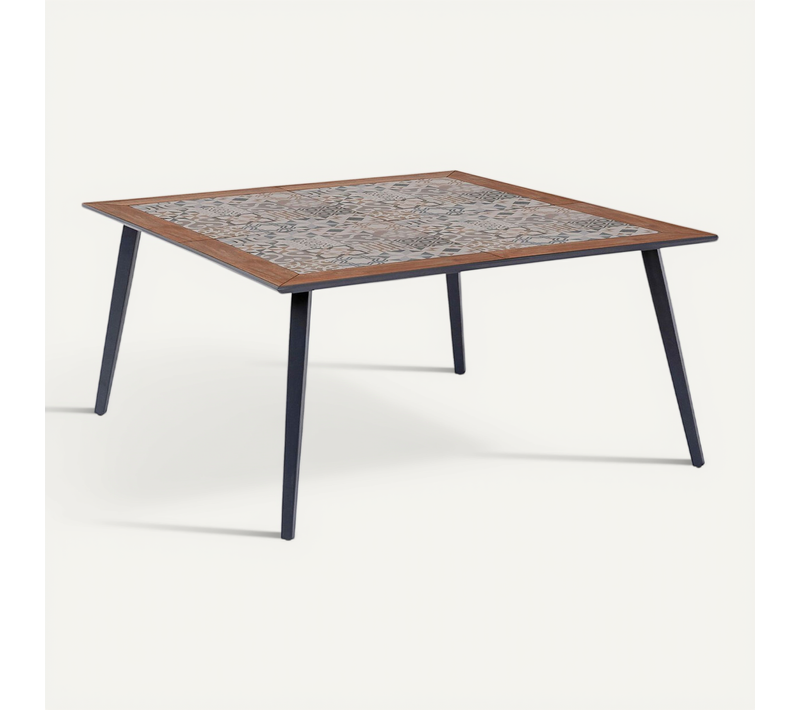 Table De Jardin Bistro Carrée En Acier Et Céramique 8 Places Lambada - Graphite