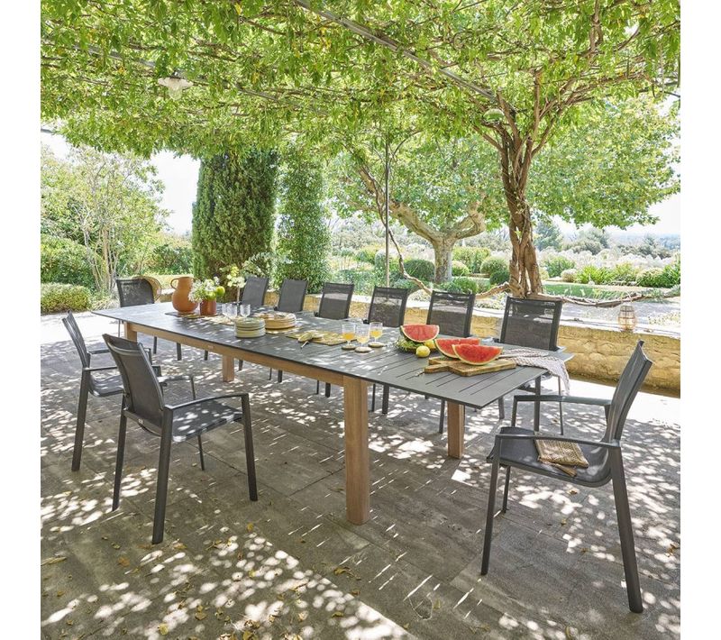 Table Extérieure Extensible 14 Places Miceira Graphite/honey Hespéride