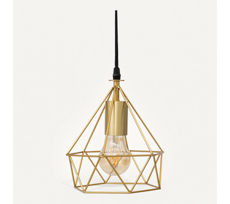 Luminaire Suspension En Métal Filaire Doré D 19 Cm