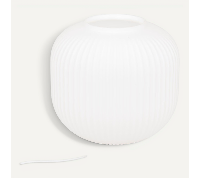 Lampe À Poser Travis 25 Cm Verre Blanc Et Bois Atmosphera