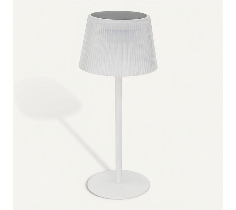Lampe D'extérieur LED Rechargeable USB Ou Solaire Base Acier Blanc D 13 X H 30 Cm