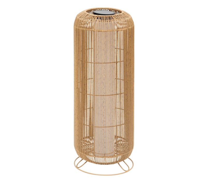 Grande Lampe D'extérieur Solaire Base Acier Beige D 28 X H 78 Cm