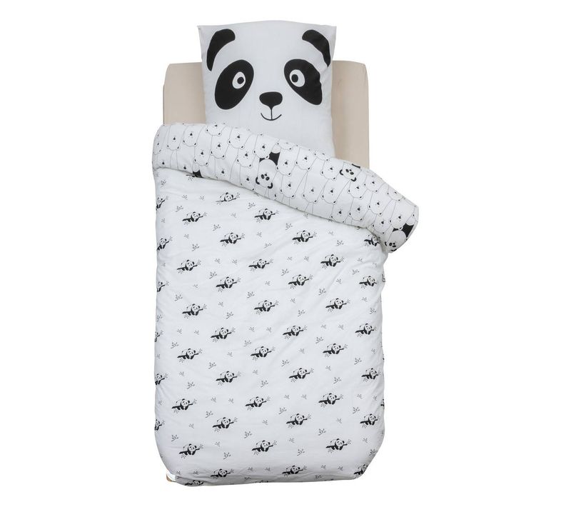 Parure De Lit 2 Pièces Enfant Panda "andy" Coton Violet 140x200cm