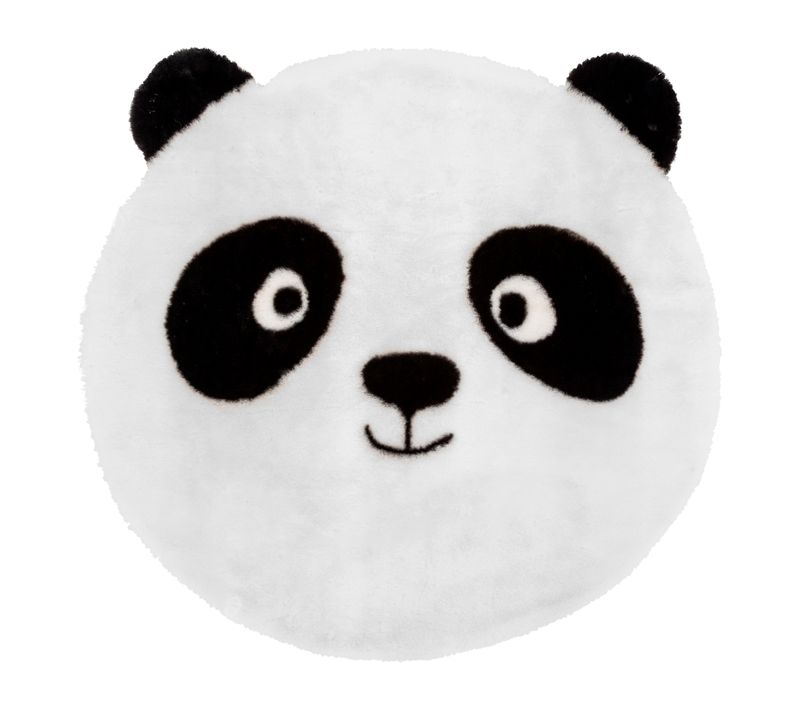Tapis enfant Ø 100 cm PANDA Noir et blanc.