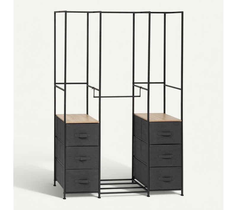 Penderie 6 Tiroirs En Tissu Et Métal Tissa - Gris