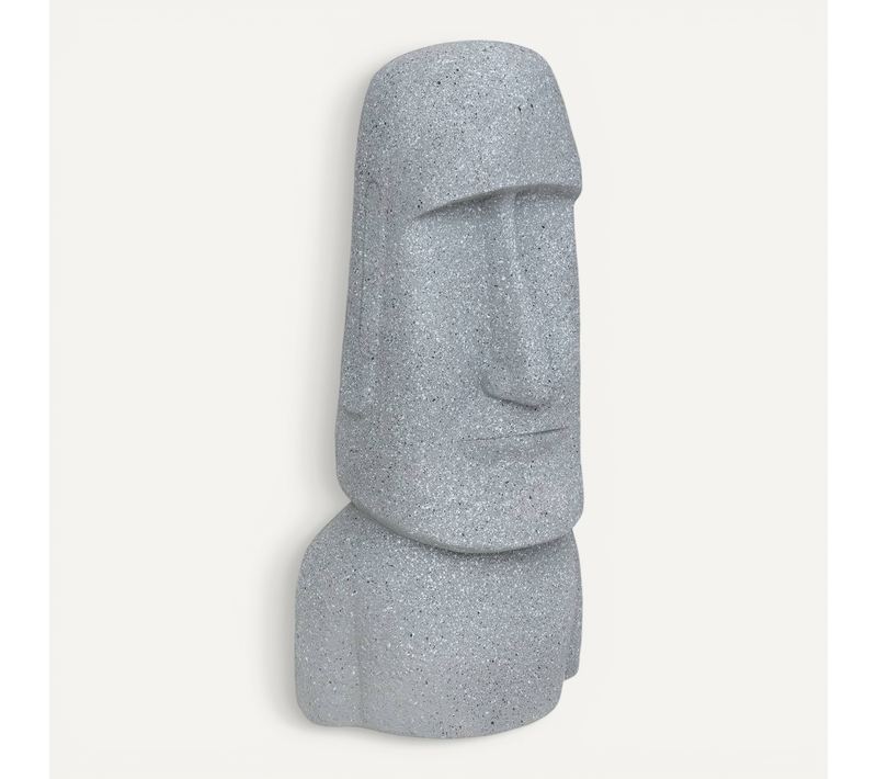 Statue Déco Extérieure Moaï H.82cm Magnésie Gris