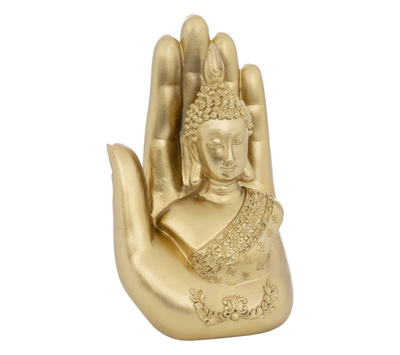 Bouddha Main Déo Andy H.18cm Résine Doré