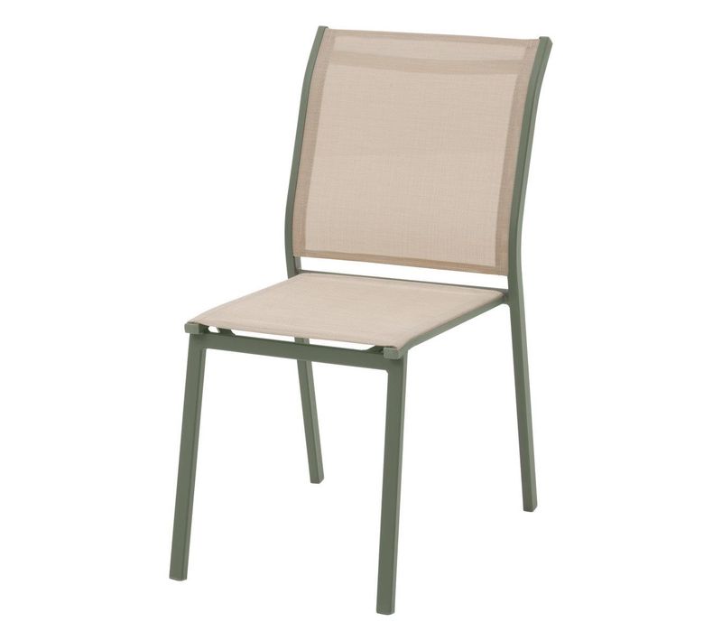 Chaise De Jardin Empilable "essentia" Lin et Vert Laurier Aluminium Et Texaline