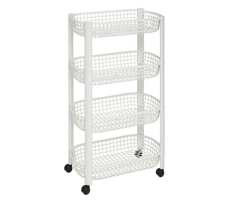 Desserte Roulante Resserre 4 Paniers Blanc H 79 Cm