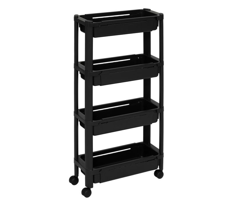 Desserte Roulante Extensible Resserre 4 Paniers Noir H 78.5 Cm