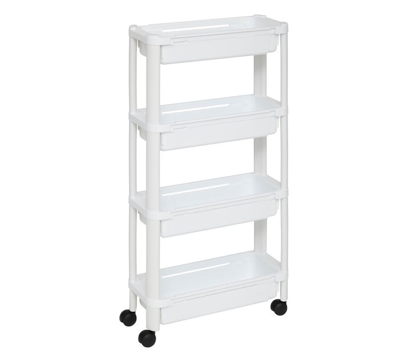 Desserte Roulante Extensible Resserre 4 Paniers Blanc H 78.5 Cm