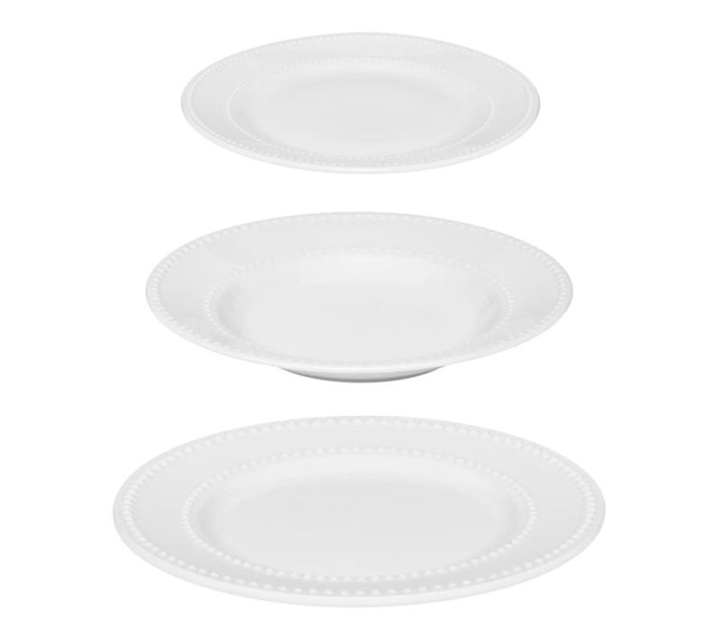 Service De Table En Porcelaine 18 Pièces "perle" 27cm Blanc