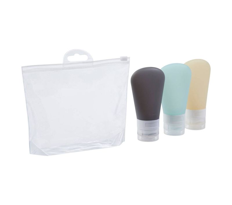 3 Tubes En Silicone Avec Trousse De Rangement Bleu 60ml