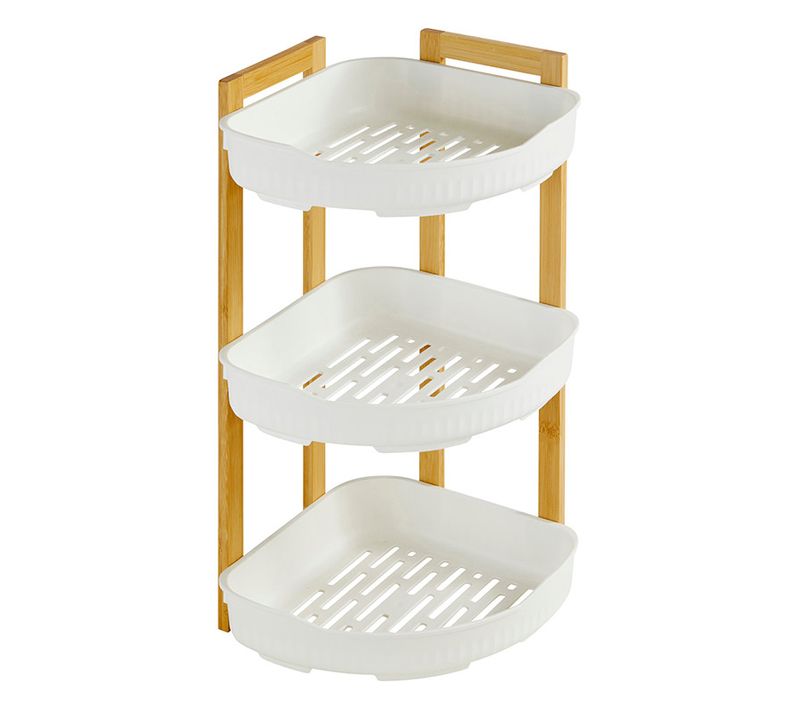 Etagère D'angle 3 Niveaux Blanc Bambou Natureo 5five