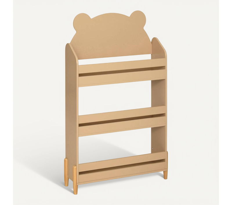 Bibliothèque Enfant 3 Niveaux Ourson Mdf Beige