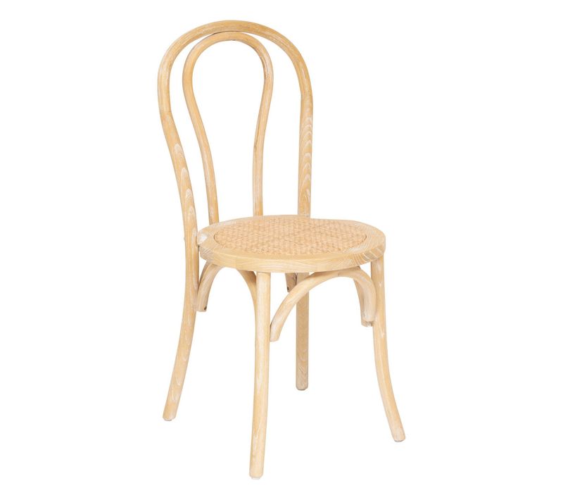 Chaise De Table Style Bistrot En Bois De Orme Blanchi Et Assise En Rotin H 87 Cm