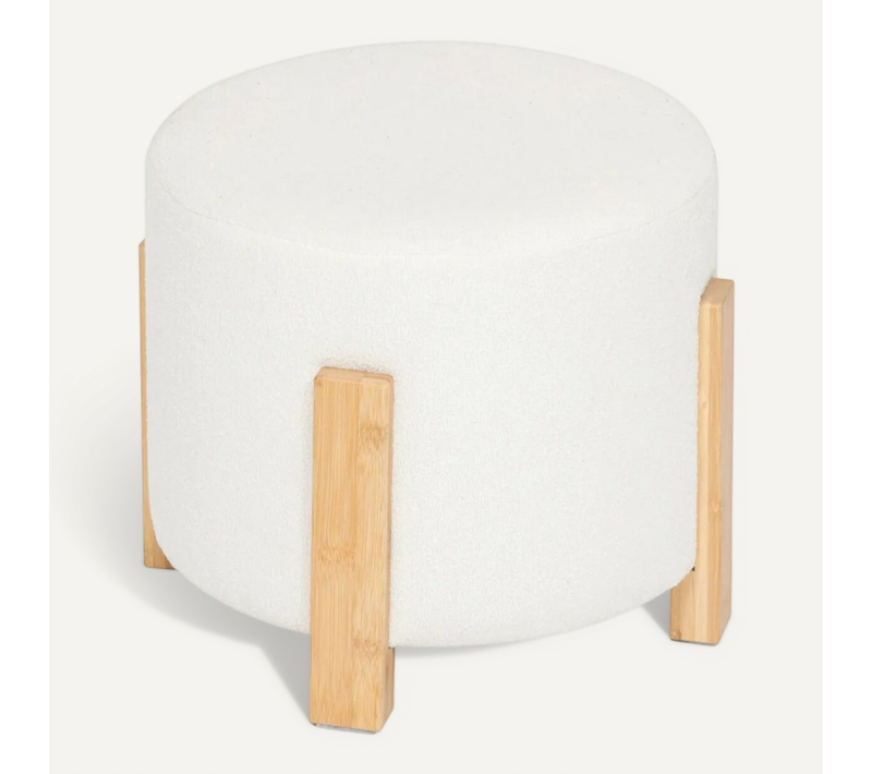 Tabouret D'appoint Bouclette Bansa Blanc Atmosphera