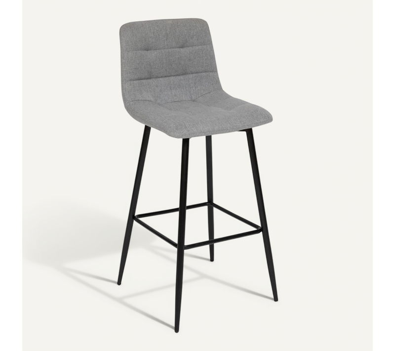 Tabouret De Bar Sirac Pieds Métal Tissu Gris