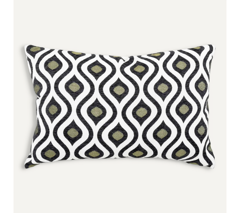 Coussin "twisted Lime" Jacquard Noir et Blanc 58x38cm