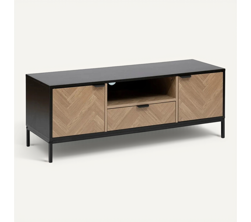 Meuble TV 2 Portes 1 Tiroir Chevrons