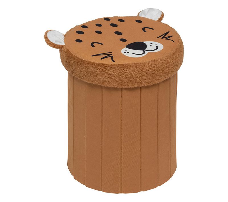 Pouf-coffre Enfant Imprimé Léopard Anoki - Marron